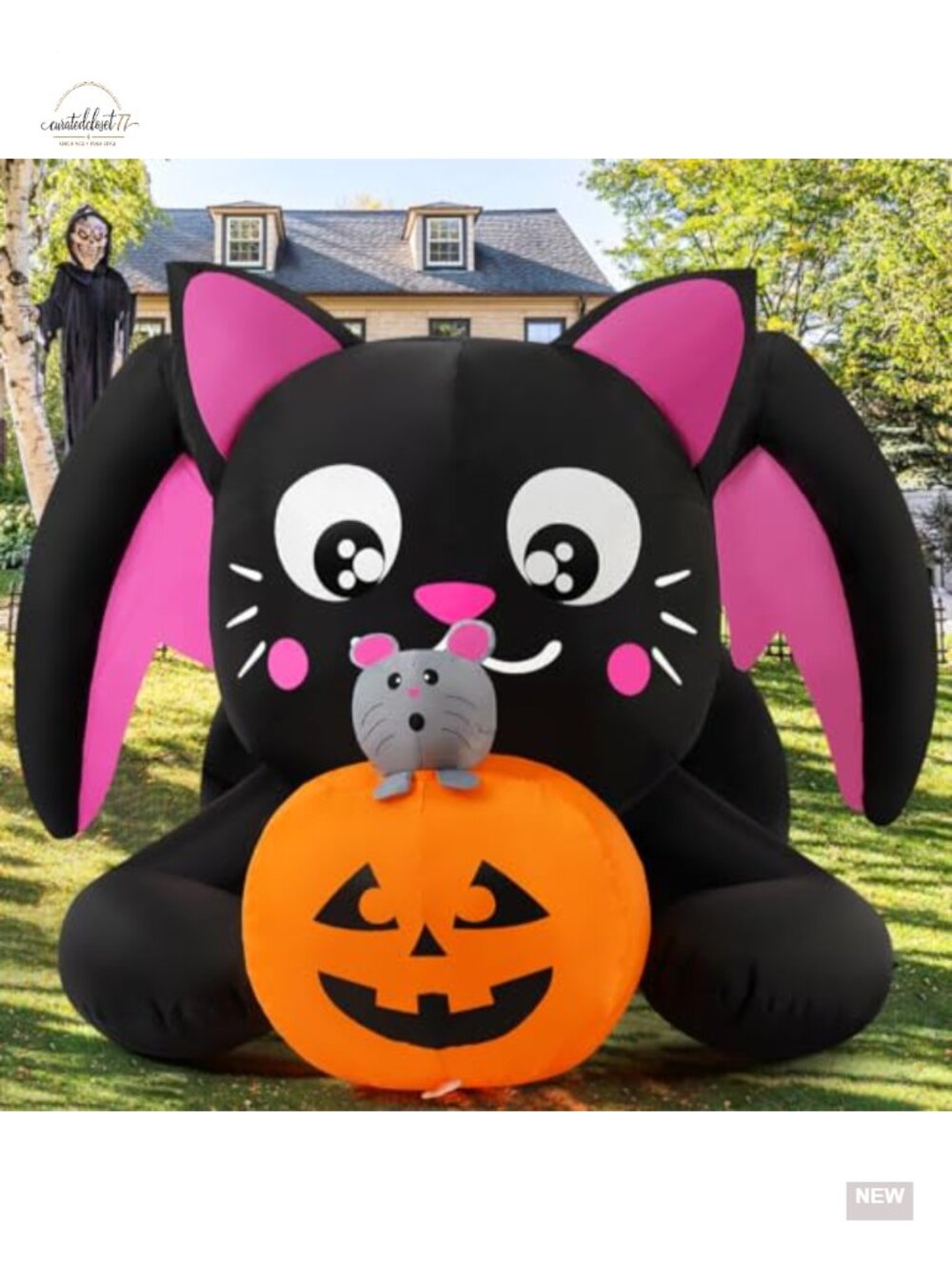 5ft Halloween Inflatable Cat Pumpkin Outdoor Yard Decor
